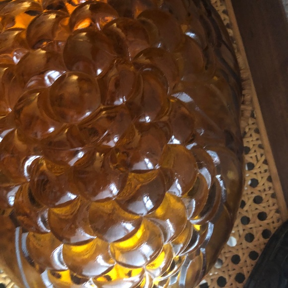 Indiana Glass Amber Grape Sala/Serving Bowl w/Lucite Tongs Retro - Picture 10 of 16